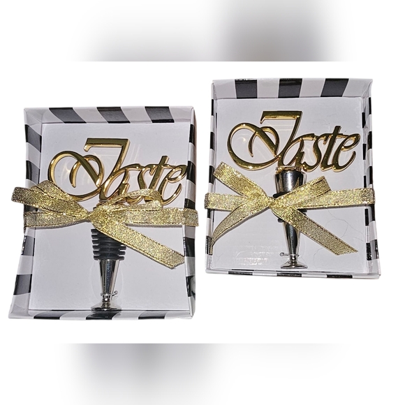 Thirstystone Other - Thirstystone - NEW Gold and Silver Tone 'Taste' Bottle /Wine Stoppers. Lot of 2.
